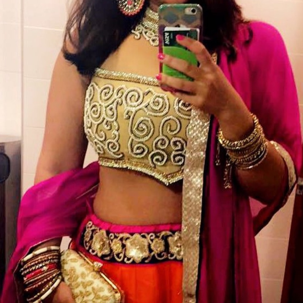 Orange pink lehenga choli Indian